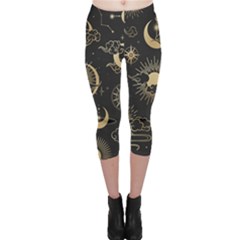 Asian Seamless Pattern With Clouds Moon Sun Stars Vector Collection Oriental Chinese Japanese Korean Capri Leggings 