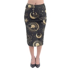 Asian Seamless Pattern With Clouds Moon Sun Stars Vector Collection Oriental Chinese Japanese Korean Midi Pencil Skirt