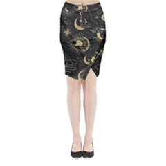Asian Seamless Pattern With Clouds Moon Sun Stars Vector Collection Oriental Chinese Japanese Korean Midi Wrap Pencil Skirt by Bangk1t