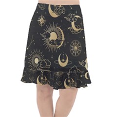 Asian Seamless Pattern With Clouds Moon Sun Stars Vector Collection Oriental Chinese Japanese Korean Fishtail Chiffon Skirt by Bangk1t