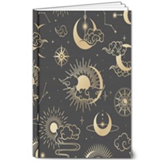 Asian Seamless Pattern With Clouds Moon Sun Stars Vector Collection Oriental Chinese Japanese Korean 8  X 10  Hardcover Notebook