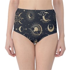 Asian-set With Clouds Moon-sun Stars Vector Collection Oriental Chinese Japanese Korean Style Classic High-waist Bikini Bottoms by Bangk1t