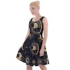 Asian-set With Clouds Moon-sun Stars Vector Collection Oriental Chinese Japanese Korean Style Knee Length Skater Dress