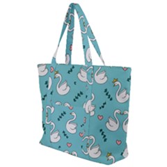 Elegant Swan Pattern Design Zip Up Canvas Bag by Bangk1t