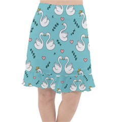 Elegant Swan Pattern Design Fishtail Chiffon Skirt