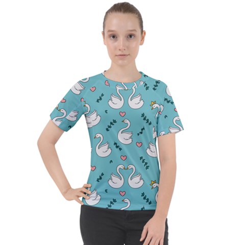 Elegant Swan Pattern Design Women s Sport Raglan Tee by Bangk1t