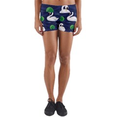 Swan Pattern Elegant Design Yoga Shorts