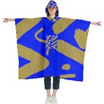 Tribal Gold and Royal Blue Women s Hooded Rain Ponchos