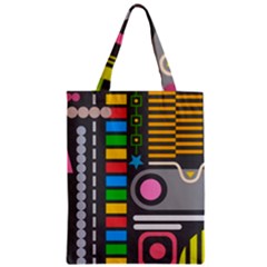 Pattern Geometric Abstract Colorful Arrows Lines Circles Triangles Zipper Classic Tote Bag by Bangk1t