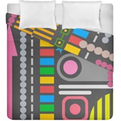 Pattern Geometric Abstract Colorful Arrows Lines Circles Triangles Duvet Cover Double Side (king Size) by Bangk1t