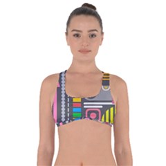 Pattern Geometric Abstract Colorful Arrows Lines Circles Triangles Got No Strings Sports Bra by Bangk1t