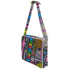 Pattern Geometric Abstract Colorful Arrows Lines Circles Triangles Cross Body Office Bag by Bangk1t