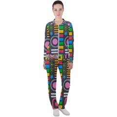 Pattern Geometric Abstract Colorful Arrows Lines Circles Triangles Casual Jacket And Pants Set by Bangk1t