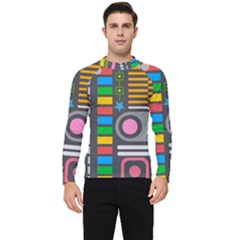 Pattern Geometric Abstract Colorful Arrows Lines Circles Triangles Men s Long Sleeve Rash Guard