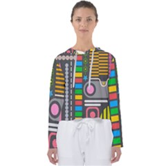 Pattern Geometric Abstract Colorful Arrows Lines Circles Triangles Women s Slouchy Sweat by Bangk1t