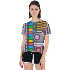 Pattern Geometric Abstract Colorful Arrows Lines Circles Triangles Open Back Sport Tee by Bangk1t