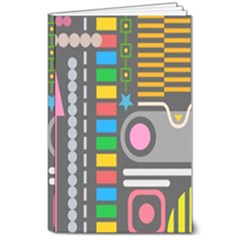 Pattern Geometric Abstract Colorful Arrows Lines Circles Triangles 8  X 10  Softcover Notebook by Bangk1t