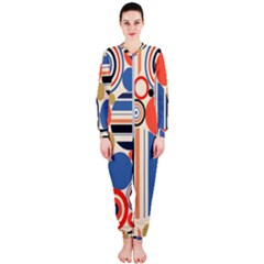 Geometric Abstract Pattern Colorful Flat Circles Decoration Onepiece Jumpsuit (ladies)