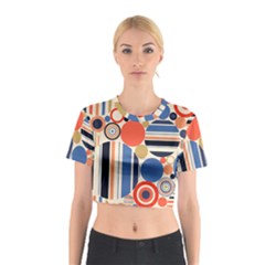 Geometric Abstract Pattern Colorful Flat Circles Decoration Cotton Crop Top by Bangk1t