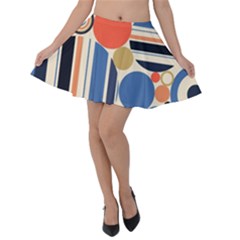 Geometric Abstract Pattern Colorful Flat Circles Decoration Velvet Skater Skirt by Bangk1t