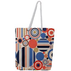 Geometric Abstract Pattern Colorful Flat Circles Decoration Full Print Rope Handle Tote (large)