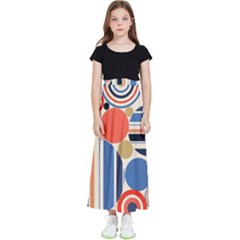 Geometric Abstract Pattern Colorful Flat Circles Decoration Kids  Flared Maxi Skirt by Bangk1t