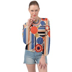 Geometric Abstract Pattern Colorful Flat Circles Decoration Banded Bottom Chiffon Top by Bangk1t