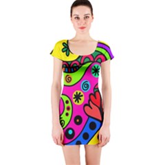 Seamless Doodle Short Sleeve Bodycon Dress by Bangk1t