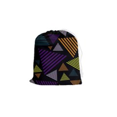 Abstract Pattern Design Various Striped Triangles Decoration Drawstring Pouch (small) by Bangk1t