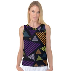 Abstract Pattern Design Various Striped Triangles Decoration Women s Basketball Tank Top