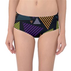 Abstract Pattern Design Various Striped Triangles Decoration Mid-waist Bikini Bottoms by Bangk1t