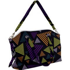 Abstract Pattern Design Various Striped Triangles Decoration Canvas Crossbody Bag by Bangk1t