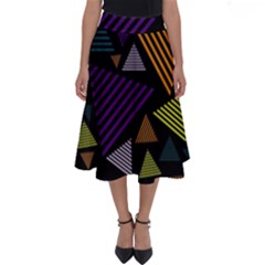 Abstract Pattern Design Various Striped Triangles Decoration Perfect Length Midi Skirt