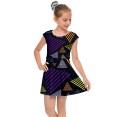 Abstract Pattern Design Various Striped Triangles Decoration Kids  Cap Sleeve Dress by Bangk1t