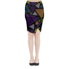 Abstract Pattern Design Various Striped Triangles Decoration Midi Wrap Pencil Skirt by Bangk1t