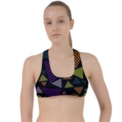 Abstract Pattern Design Various Striped Triangles Decoration Criss Cross Racerback Sports Bra by Bangk1t