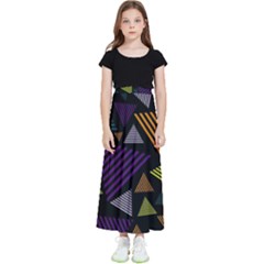 Abstract Pattern Design Various Striped Triangles Decoration Kids  Flared Maxi Skirt by Bangk1t