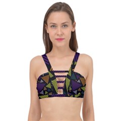 Abstract Pattern Design Various Striped Triangles Decoration Cage Up Bikini Top