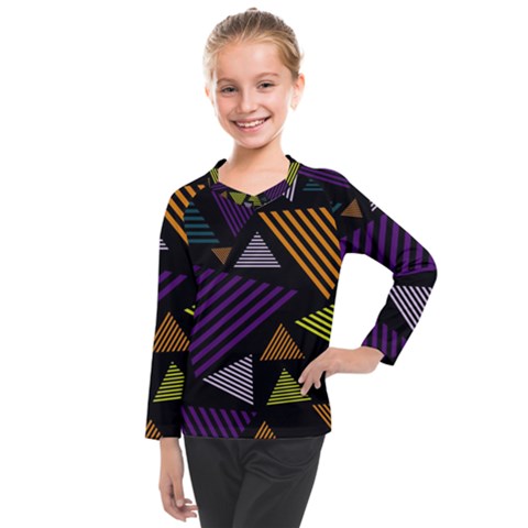 Abstract Pattern Design Various Striped Triangles Decoration Kids  Long Mesh Tee by Bangk1t