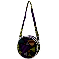 Abstract Pattern Design Various Striped Triangles Decoration Crossbody Circle Bag