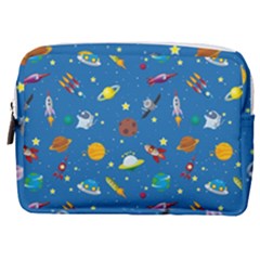 Space Rocket Solar System Pattern Make Up Pouch (medium)