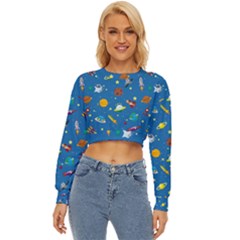 Space Rocket Solar System Pattern Lightweight Long Sleeve Sweatshirt