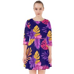 Tropical Pattern Smock Dress