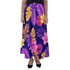 Tropical Pattern Flared Maxi Skirt