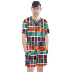 Bricks Abstract Seamless Pattern Men s Mesh Tee And Shorts Set