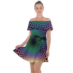 Abstract Patterns Off Shoulder Velour Dress