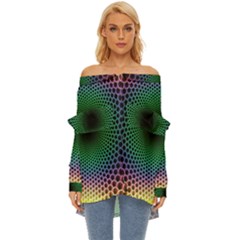 Abstract Patterns Off Shoulder Chiffon Pocket Shirt by Bangk1t