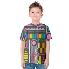 Pattern Geometric Abstract Colorful Arrow Line Circle Triangle Kids  Cotton Tee