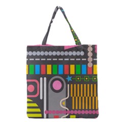 Pattern Geometric Abstract Colorful Arrow Line Circle Triangle Grocery Tote Bag by Bangk1t