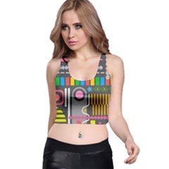 Pattern Geometric Abstract Colorful Arrow Line Circle Triangle Racer Back Crop Top